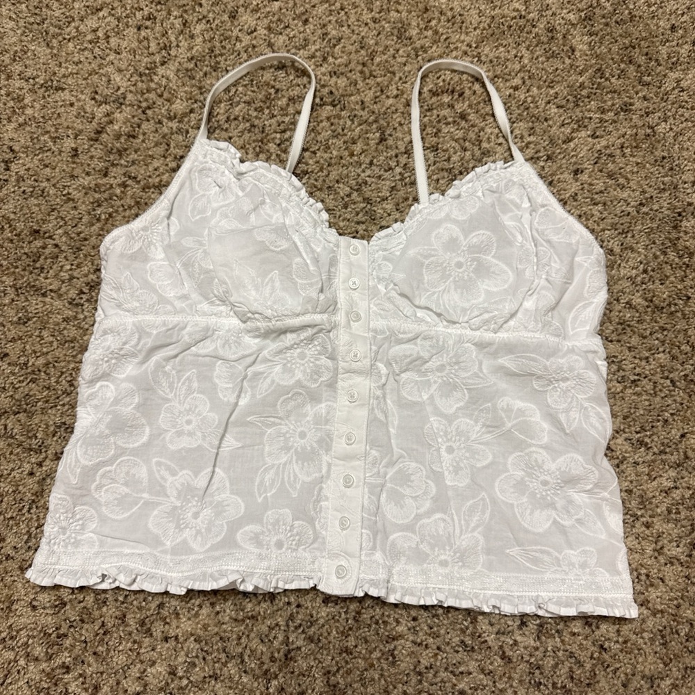 Aerie White Smocked Top